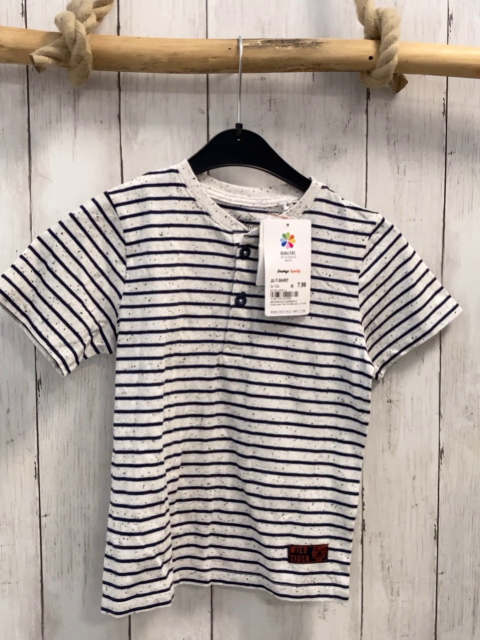 neu  T-Shirt  Gr. 104  weiß schwarze Streifen Knopfleiste 