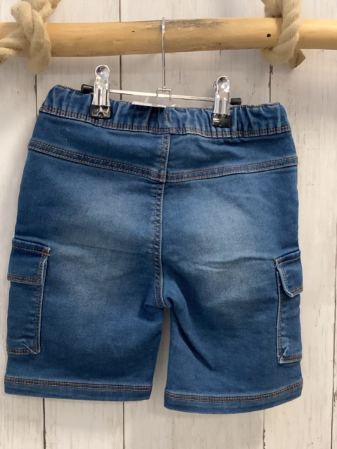   Shorts  Gr. 92  blau Jeans orange Nähte weiße Kordel