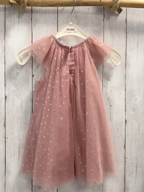 H&M  Kleid  Gr. 92  rosa zweilagig Tüllüberkleid mit silber Glitzersternen 