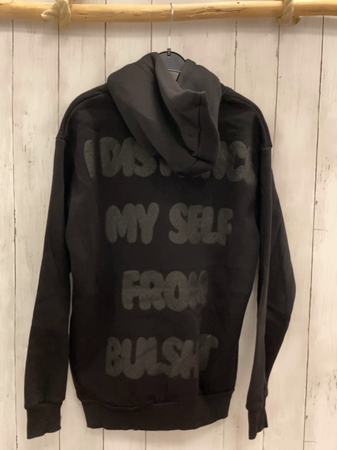 Ganos  Pullover  Gr. 158  schwarz Kapuze graue Schrift auf der Vorder- und Rückseite 