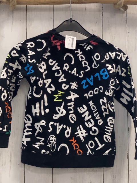   Pullover  Gr. 116  schwarz weiß bunte Schrift 