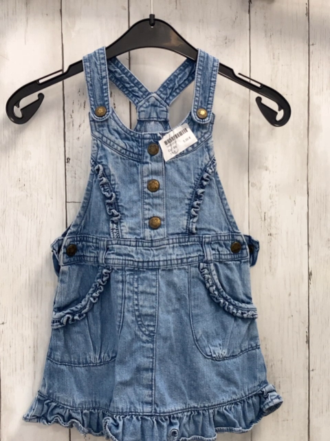  Latzkleid Gr. 98  blau Jeans Rüschen