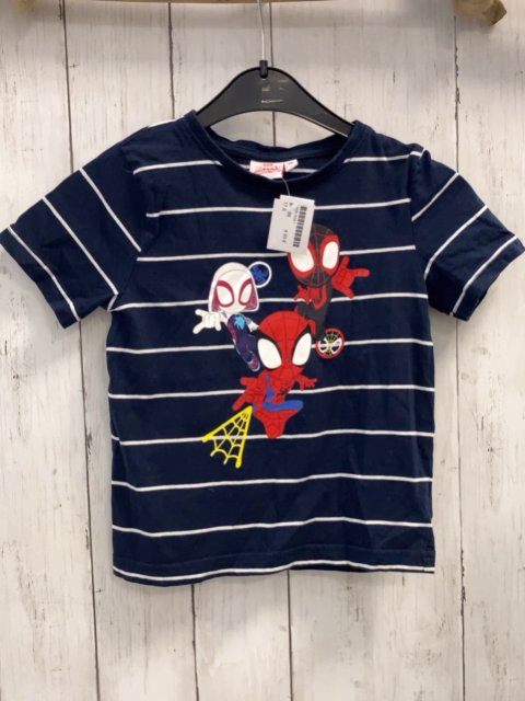  T-Shirt Gr. 98  blau weiße streifen Spiderman