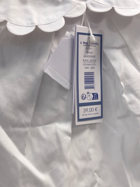 Jacadi neu Bluse Gr. 68  weiß Kragen NP 39 €