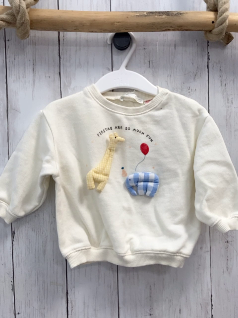 zara Pullover Gr. 68  beige Giraffe Elefant