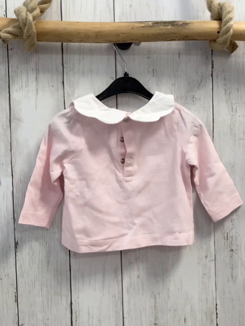 Jacadi Langarmshirt Gr. 68  rosa weißer Kragen Blume