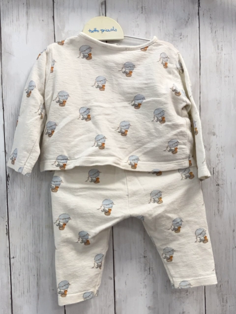2tlg zara Sweatjacke + Leggings Gr. 68  weiß Tiere im Heißluftballon