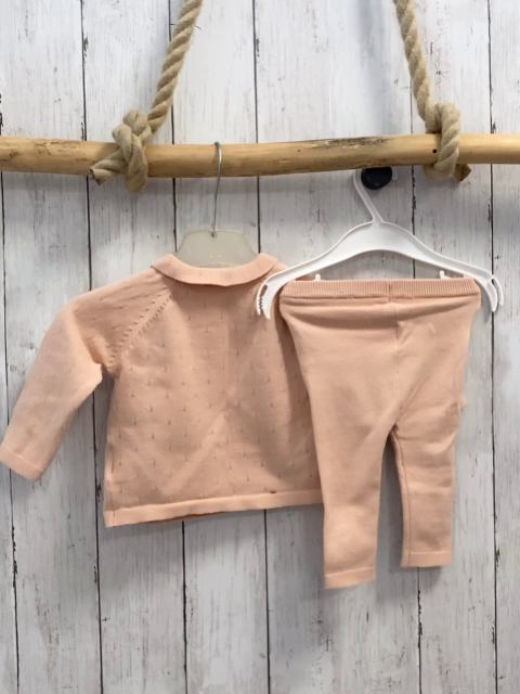 2tlg vertbaudet Pullover + Leggings Gr. 68  rosa Lochmuster Strick + rosa Strick