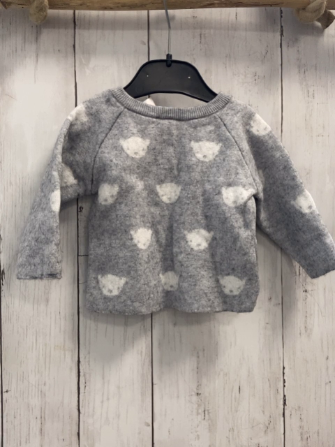 Jacadi  Pullover  Gr. 68  grau Strick weiße Bärenköpfe 
