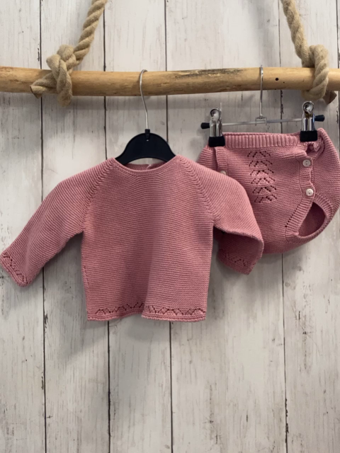 2tlg Breccia  Pullover + Shorts  Gr. 62  altrosa Strick 