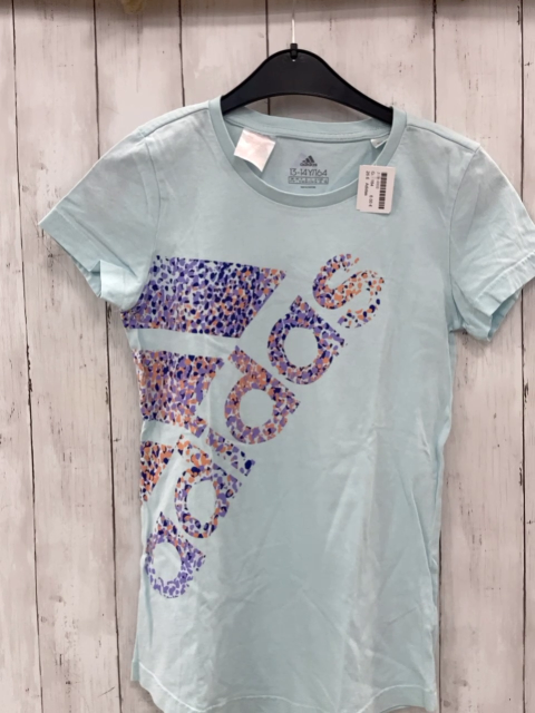 Adidas  T-Shirt  Gr. 164  mint  lila petrol orange bunte Schrift 