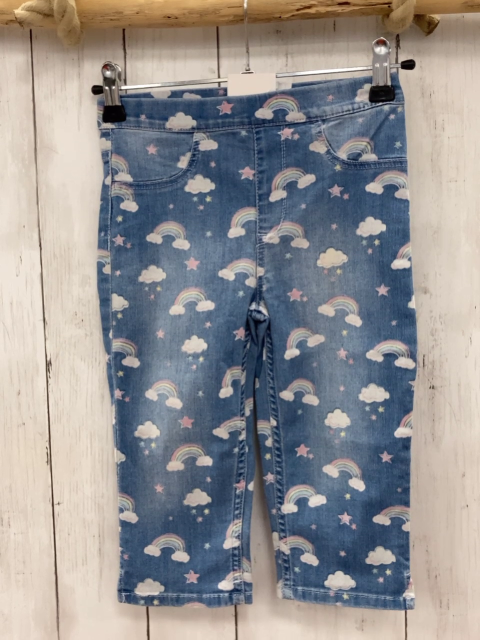 H&M  Caprihose  Gr. 134  blau bunte Bögen Wolken + Sterne 