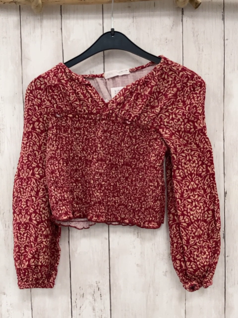 Zara  Langarmshirt Gr. 158  weinrot beige Blumen gesmokt 