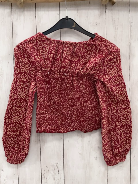 Zara  Langarmshirt Gr. 158  weinrot beige Blumen gesmokt 