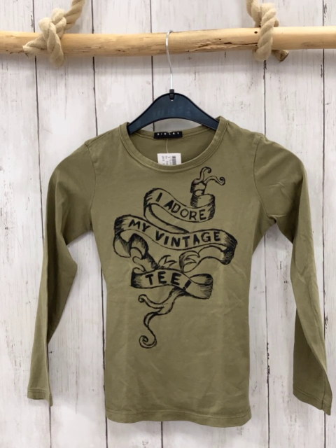 Sisley  Langarmshirt  Gr. 116  kiwi schwarze Schrift 