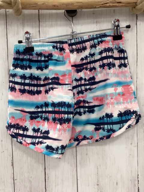 Esprit  Badeshorts  Gr. 140  weiß türkis  rosa Streifen schwarze Palmen 