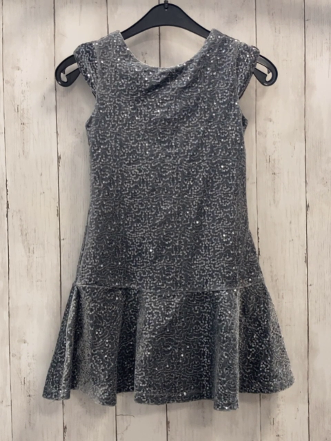  Kleid Gr. 110  grau Samt Pailetten