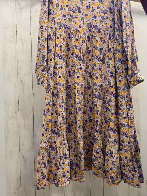Pieces Kleid Gr. L flieder orange blau lila Blumen