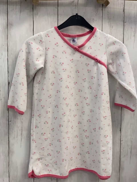 Petit Bateau  Nachthemd  Gr. 110  weiß Blumen pink Bund Nicky 