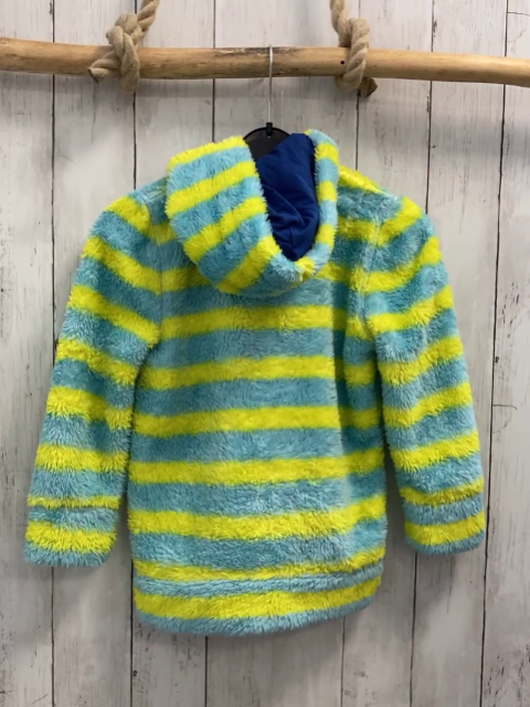 Mini Boden  Plüschjacke  Gr. 110  hellblau gelbe Streifen Kapuze 