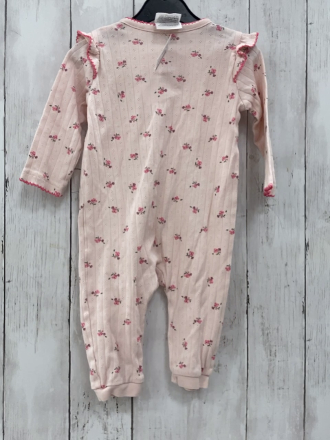 H&M  Schlafanzug  Gr. 68  rosa Streifen Lochmuster Blumen pink umhäkelt 