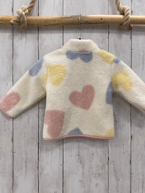   Teddyjacke  Gr. 68  weiß bunte Herzen rosa Bund 