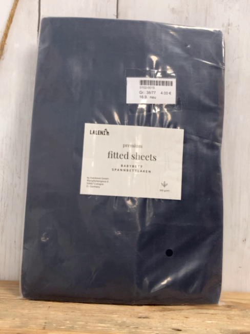 neu  Spannbettlaken  Gr. 38x77x10  blau 