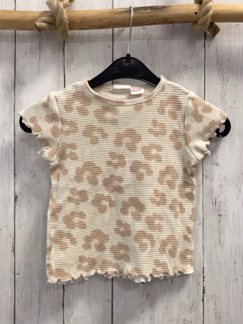Zara  T-Shirt  Gr. 98  beige sand Blumen Struktur 