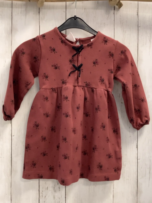 Zara  Kleid  Gr. 110  weinrot Blumen schwarze Schleifen 