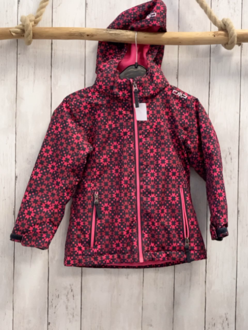 CMP Winterjacke  Gr. 110  rot weinrot graue Würfel + Sterne 