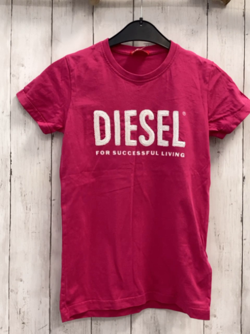 Diesel  T-Shirt  Gr. 158  pink weiße Pailettenschrift 