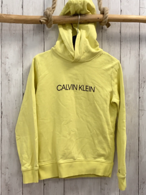 Calvin Klein  Pullover  Gr. 140  gelb Kapuze schwarze Schrift 
