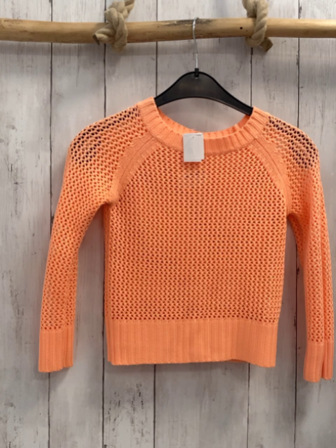 KappAhl  Pullover  Gr. 128  orange Strick Lochmuster 