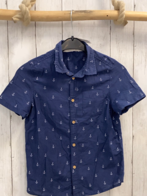 H&M  Sommerhemd  Gr. 122  blau weiße Anker 