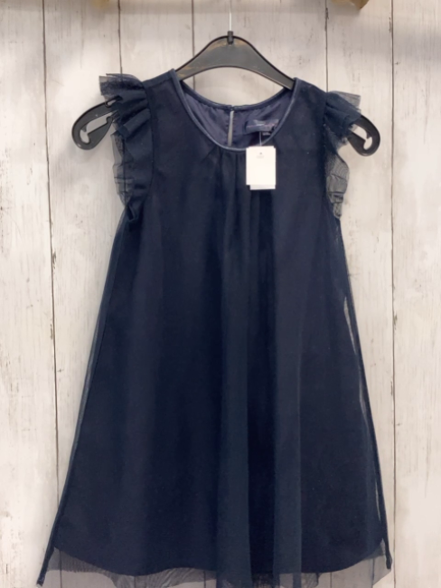   Kleid  Gr. 116  blau Tüllüberkleid mit Glitzerpunkten 