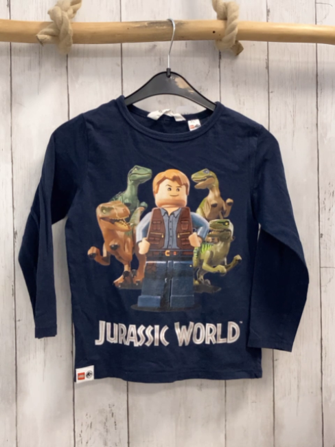 H&M  Langarmshirt  Gr. 116  blau Dinos Legofgur Schrift 