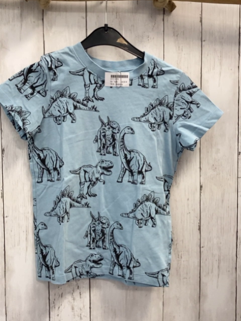 Nutmeg  T-Shirt  Gr. 128  hellblau schwarze Dinos 