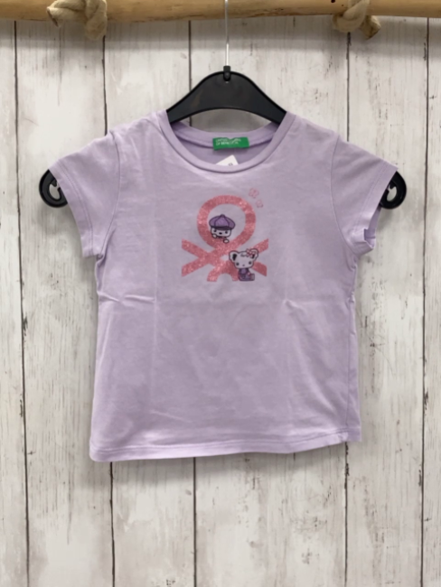 Benetton  T-Shirt  Gr. 92  flieder rosa Glitzerlabel Tiere 