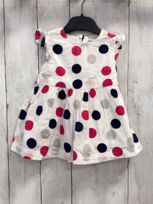 Kanz  Kleid  Gr. 68  weiß blau pink hellgraue Punkte 