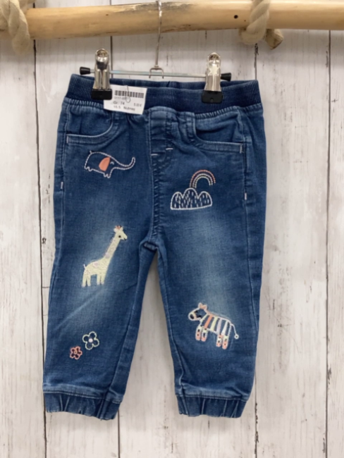Nutmeg Jeggings  Gr. 74  blau Jeans gestickte Tiere 