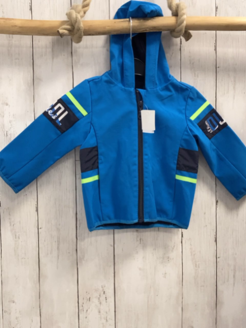 S´Oliver  Softshelljacke  Gr. 80  hellblau + schwarz hellgrüne Streifen Schrift 