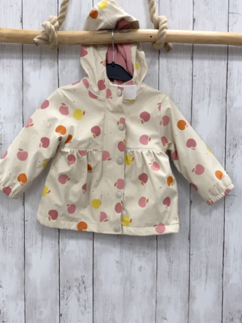   Regenjacke  Gr. 80  creme bunte Äpfel gummiert 