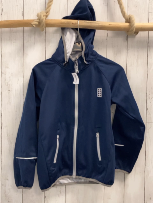 Lego Softshelljacke  Gr. 134  blau Kapuze grauer Bund hellgraue Reißverschlüss 
