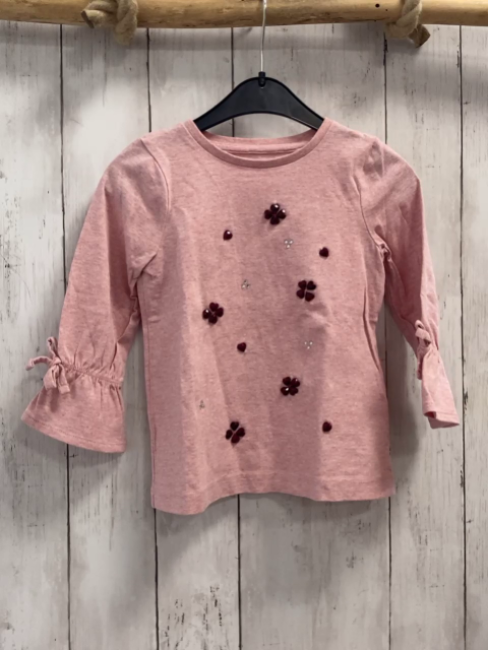  Langarmshirt  Gr. 98  rosa weinrot silber Steine 
