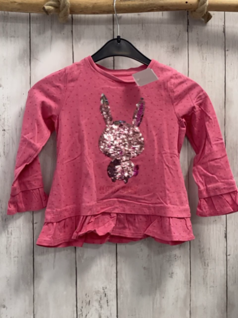   Langarmshirt  Gr. 104  himbeere pink Herzen Pailettenhase 