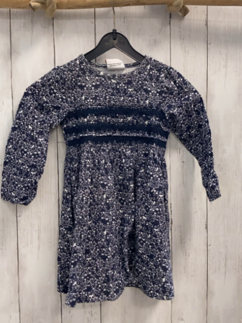   Kleid  Gr. 98  blau weiße Blumen Pferde blaue Borten 