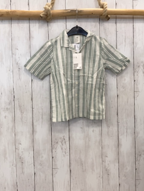 neu H&M  Sommerhemd  Gr. 104  kiwi weiße Streifen 