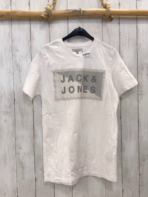 Jack & Jones  T-Shirt  Gr. 158/164  weiß Rechteck mit Streifen + Schrift 