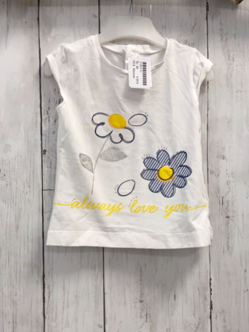 Mayoral  T-Shirt  Gr. 80  weiß Blumen gelbe Schrift 