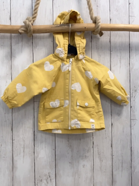 H&M  Jacke  Gr. 68  gelb weiße Herzen Kapuze 